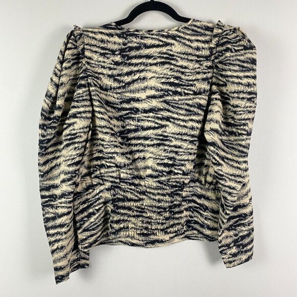 Express Animal Print Puff Sleeve Blouse Size Large V Neck Long Sleeve - Picture 7 of 11